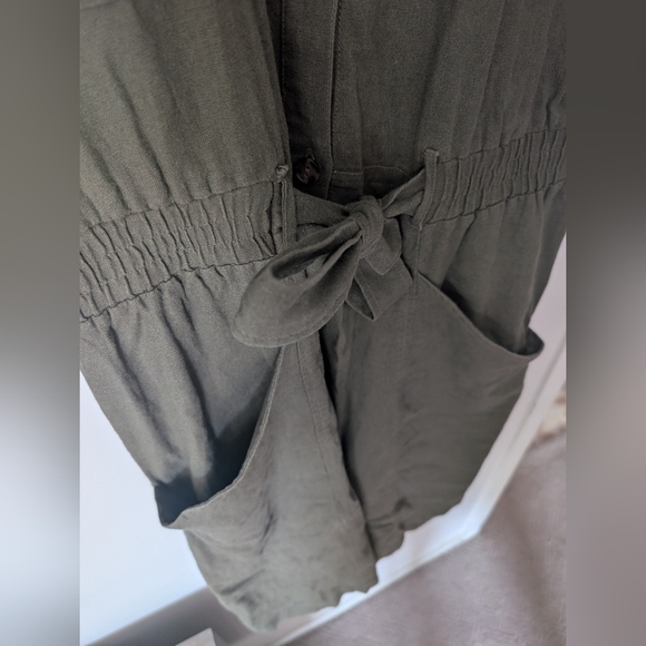 Calvin Klein Women's Dark Green Button Up Linen Dress - Picture 4 of 6